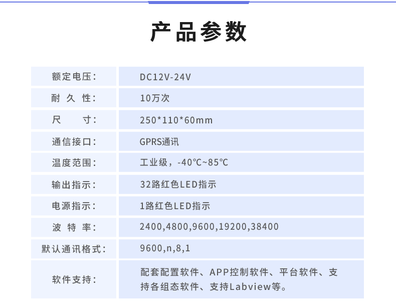 云平臺 GPRS-323232-MT 遠(yuǎn)程數(shù)采控制器 產(chǎn)品參數(shù)