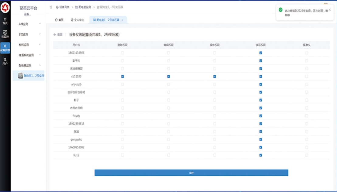 聚英動(dòng)環(huán)監(jiān)測(cè)平臺(tái)權(quán)限管理功能