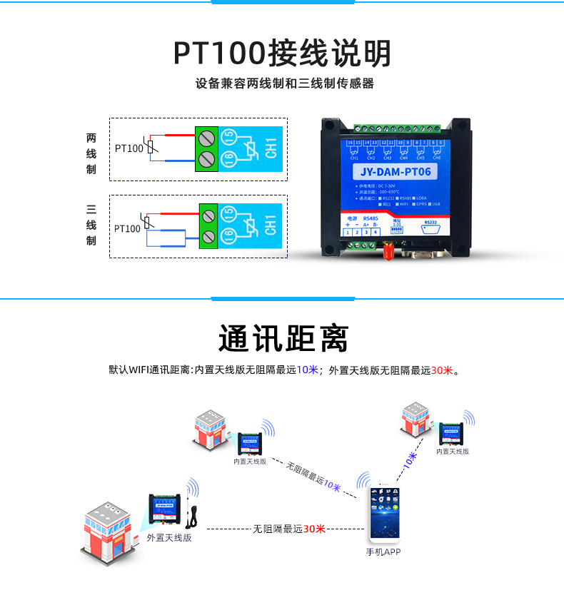 云平臺(tái) DAM-PT06 溫度采集模塊接線(xiàn)說(shuō)明