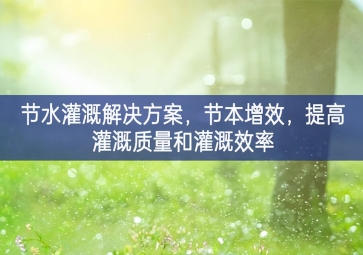 「智慧環(huán)?！构?jié)水灌溉解決方案，節(jié)本增效，提高灌溉質(zhì)量和灌溉效率